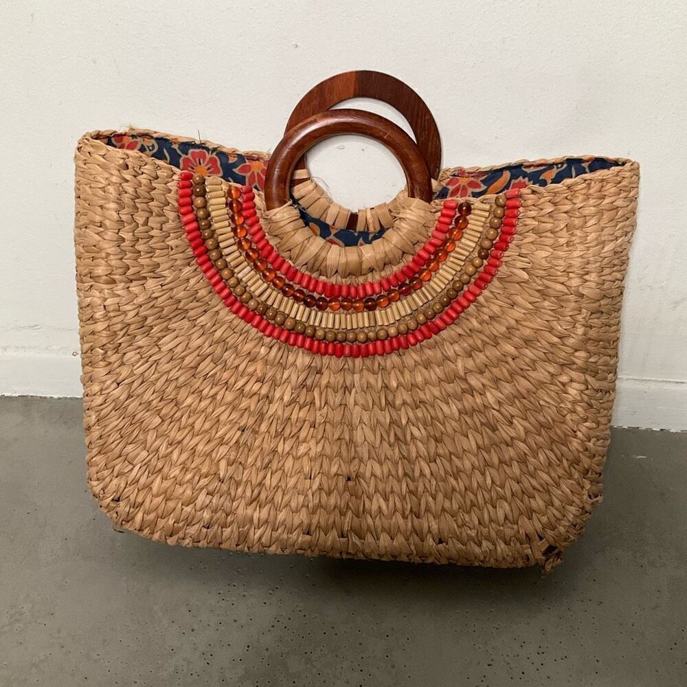 Nordstrom Beaded Straw Summer Bag